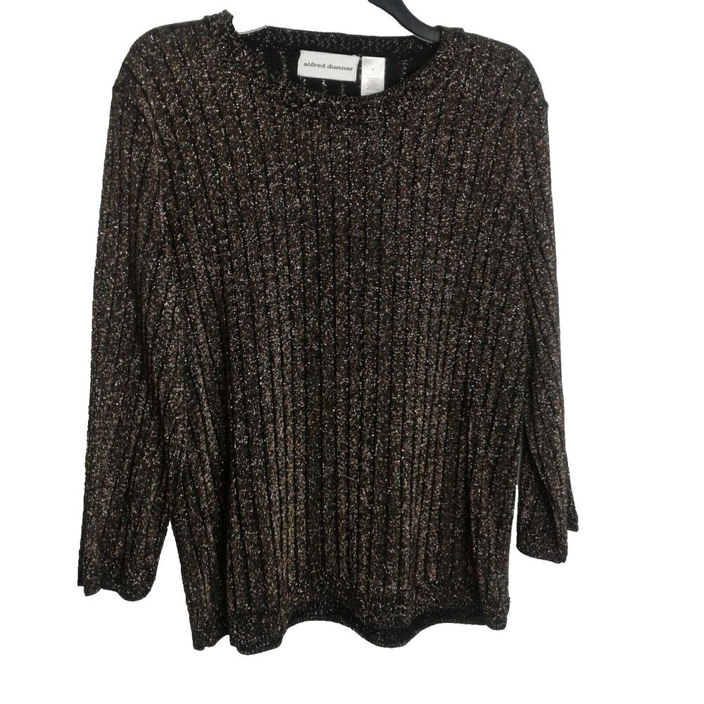 Alfred Dunner Large Black And Gold Women's Top blouse